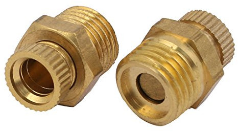Sourcingmap Air Compressor 1/4PT Male Thread Metal Water Drain Valve Gold Tone 2 PCS