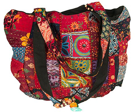 Tribe Azure Rot Bunt Groß Damen Schulter Tasche Tote Markt Schule Laptop Täglich Leger Alltag Komfortabel Boho (Rot)