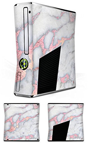 DeinDesign Skin Compatibile con Microsoft Xbox 360 Slim Pellicola Adesivi Marmo Rosa Brillantini