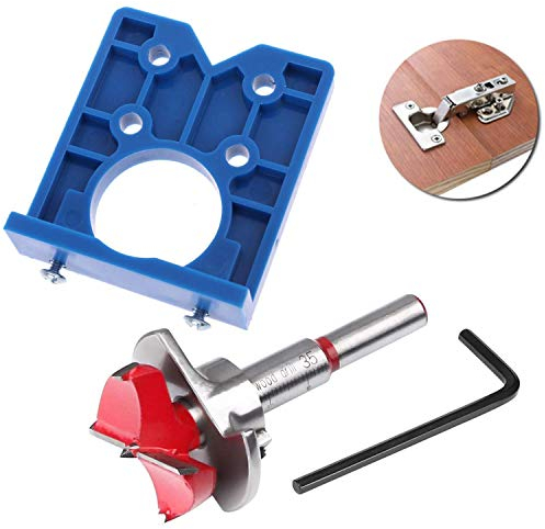 LUMIYA Set di Punte per Cerniera Nascoste Forstner Set-35 mm Fresa e foro per determinare guida di foratura, per armadi e piastre di montaggio