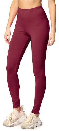 Merry Style Leggings Damen Baumwolle für das ganze Jahr Bequeme Leggings Blickdicht Damen Ideal für Yoga Sport Gym und Freizeit MS10-198 (Wein, M)