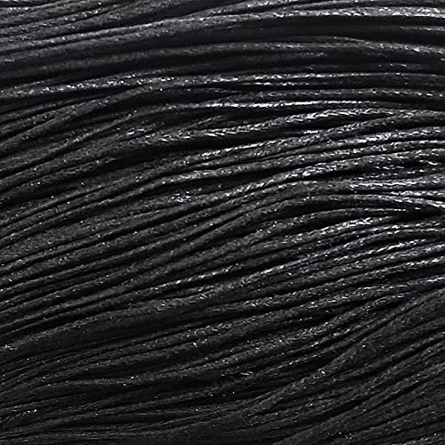 Waxed Cotton Cord 1mm,20m Jewellery Making & Bracelet Necklace Craft (1. Black)