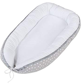 babybay Kuschelnest, perlgrau Punkte weiß
