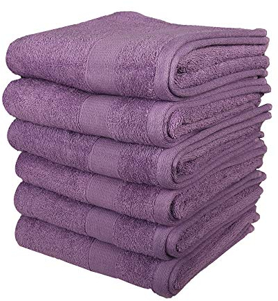 RAJRANG BRINGING RAJASTHAN TO YOU Baumwolle Handtuch Set 71x41 cm Packung mit 6 Handtücher Handgewaschen weicher Luxushandtuch für Küche und Bad -Lavendel