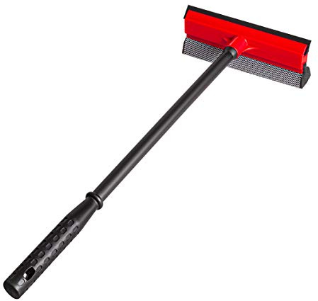 DSV Standard Window Squeegee for Car Windows, 2-in-1 Window Cleaner for Car Windshield, Gas Station, Shower, and Glass | Auto Squeegee with 17.5 Handle, 8 Soft Rubber Blade & Highly Absorbent Sponge