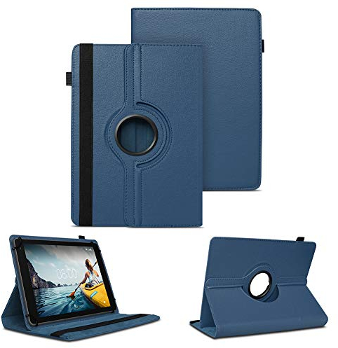 NAUC Tablet Hülle kompatibel mit Medion Lifetab E10713 E10421 E10512 Tasche Schutzhülle Schutztasche Cover Schutz Case 360 Drehbar, Farben:Blau