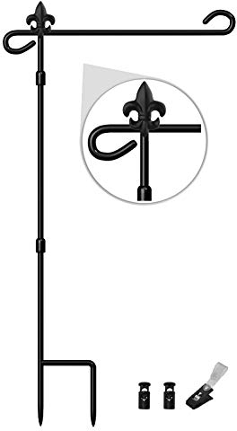 C&L Gartenflaggenständer Fahnenmast Premium Garten Fahnenmast Halter Metall Rostfrei Wetterfest mit einem Tiger Clip und zwei Federstoppern Keine Flagge im Lieferumfang enthalten