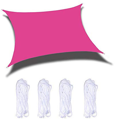 Voile D'ombrage Rectangulaire, Store Pare-Soleil étanche, Protection UV, pour Jardin Extérieur Terrasse Cour, avec Corde (2x5m,Rose Rouge)