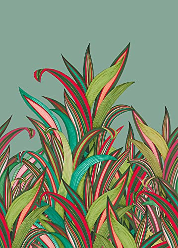 Rasch Tapeten 542233 aus der Kollektion Amazing-Fototapete mit buntem Motiv-Natürliche Gräser, Rot und Türkis auf Hintergrund in hellem Grün-Vliestapete in Größe: 2,80 2,00 m (L x B) Tapete