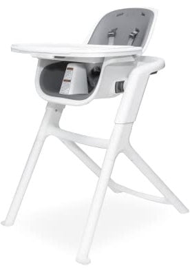4moms Connect High Chair, One-Handed Magnetic Tray Attachment, White/Grey