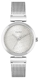 HUGO Analogue Quartz Watch for Women #Sweet Collection with Silver Stainless Steel Mesh Bracelet - 1540130