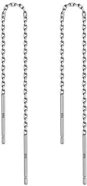 LINGBG JEWELRY 925 Sterling Silber Lange Kette Ohrringe - 3.5'' Bar Wrap Einfädler Tropfen für Frauen - Leichtgewicht Minimalistische Schmuck