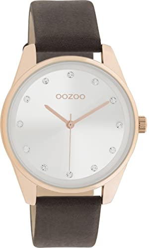 Oozoo Timepieces Damen Uhr - Armbanduhr Damen mit 18mm breites Lederarmband | Hochwertige Uhr für Frauen - Edle Analog Herrenuhr in rund