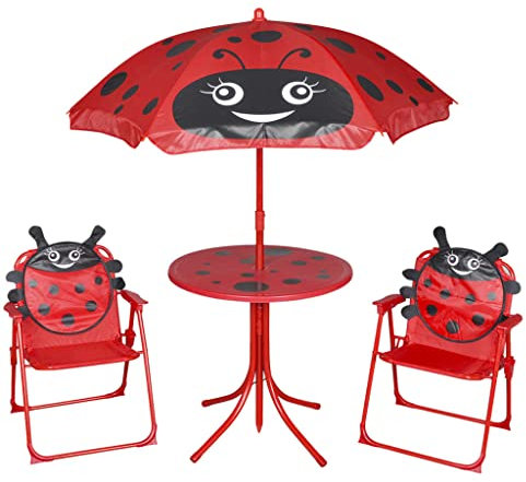 Gartenmöbel-Sets, Gartenmöbel, 3-teilig, mit Sonnenschirm, Rot