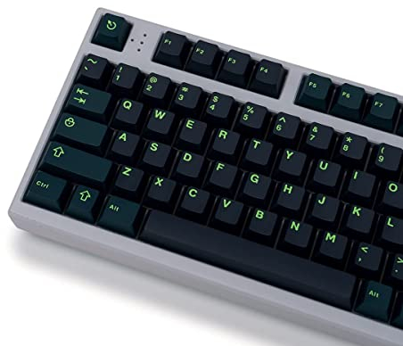 Black Green Keycaps Set 253 Keys Cherry Profile Doubleshot Custom Wave Keycaps for Cherry MX 60% 65% 70% 75% 95% Mechanical Keyboards