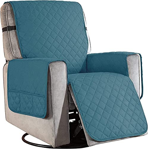 XRDSHY Sesselschoner Für Relaxsessel, Wasserdicht rutschfest sesselschoner Mit Armlehnen,1 Sitzer Taschen Sesselüberwurf,Waschbar Sesselschutz für Hunde Haustieren,Blau-Large