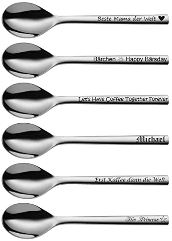 WMF Nuova Kaffeelöffel mit Gravur nach Wunsch Edelstahl 13,5 cm Teelöffel Coffee (2 Löffel)