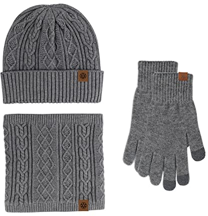 Mütze Schal Handschuhe Set Damen Beige Winter Warm Beanie Barett Mit Visor WinterMütze Outdoor BallonMütze Warm Maler Mütze Klassische Fiddler Cap Mode SchirmMütze Flatbare Winter BaskenMütze Bequem