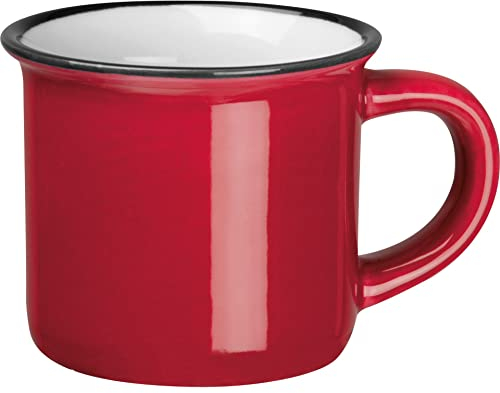 noTrash2003 Juego de 4 tazas de espresso en estilo retro vintage de cerámica con 60 ml de aspecto nostálgico (rojo (4))