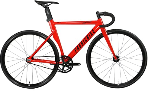 FabricBike AERO - Fixed Gear Fahrrad, Single Speed Fixie Starre Nabe, Aluminium Rahmen und Carbon-Gabel, Räder 28, 5 Farben, 3 Größen, 7.95 kg (Größe M) (Glossy Red & Black, L-58cm)
