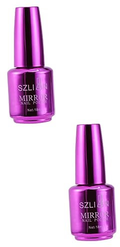 minkissy 2pcs Glitter Nail Polish Metallic Nail Polish Nail Kits for Women Mirror Effect Nail Polish Full Size Manicure Lacquer Quick Dry Nail Polish Purple Decorate Miss Unpeelable