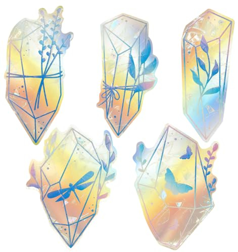 GORGECRAFT 5Stk PVC-Diamant-Fensteraufkleber Anti-Kollisions-Fensteraufkleber Statisch Blau Transparent Glas Alarm Regenbogen-Fenster-Sonnenfänger-Aufkleber Fensterkollisionen Regenbogen-Aufkleber