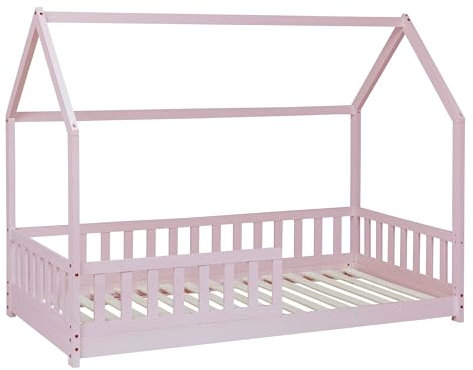 Laïba Kids Lit cabane Enfants 90x190 avec barrière Rose