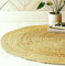 EcoKunst Jute Teppich Rund, Handgewebt 100% Naturfaser, Boho Ethno Muster Modern, Natur Farbe für Wohnzimmer, Schlafzimmer, Flurteppich (250 cm), EKR-J101