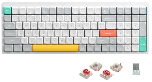 nuphy Air96 V2 Wireless Mechanical Keyboard,100 Keys RGB Backlit Keyboard,Supports Bluetooth 5.1,2.4G and Wired Connection,for PC/Laptop/Windows/Mac -White Gateron Red Switch