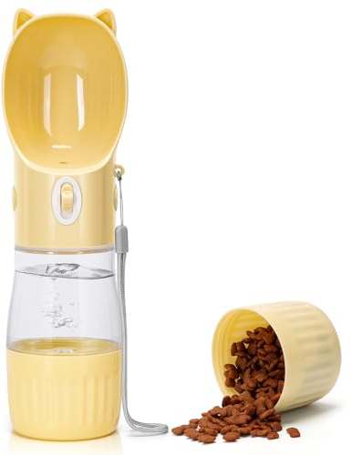 Nobleza - 250ML Bouteille d'eau Portable pour Chien pour Chien Chat avec 180g Récipient de Nourriture, Distributeur d’Eau pour Animal avec Bouton Lock Convient pour Le Camping Le Randonnée