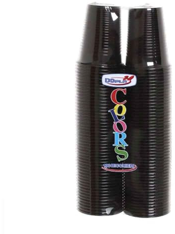 TEKHOME 100/200/500/1000 PEZZI BICCHIERI COLORATI COLORS DOPLA da bibita ideali per compleanni, feste, party, aperitivi (NERO, 100)