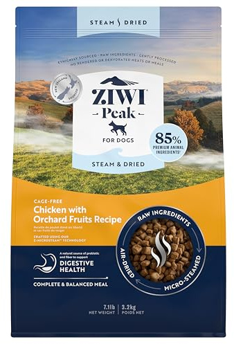 ZIWI Peak Steam & Dried Käfigfreies Huhn mit Obstgartenfrüchten, 3,2 kg – proteinreiches, getreidefreies Hundefutter trocken, rohes Hundefutter Alternative