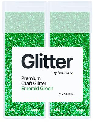 Hemway Premium Glitter Shakers - Emerald Green | 130g (2 Pack) Fine Metallic Flake Sequins for Resin & Epoxy Crafts | Craft Supplies for Tumblers, Festival, Hair, Face, Body, Eye & Nail Art