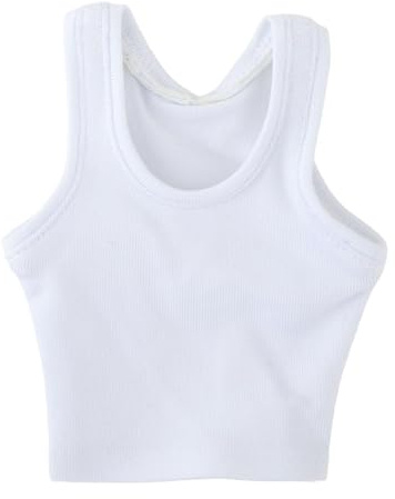 kowaku Mode 1/6 T Shirt Ärmellose Weste Miniatur Kleidung Zubehör Handgemachte Puppe Kleidung für 12 Zoll Männliche Soldaten Figuren, Weiß