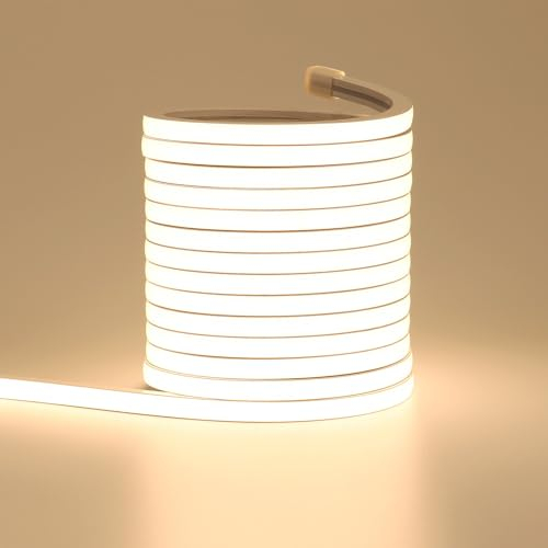 TOPAI LED Streifen 5M Warmweiss Wasserdicht 24V Flexibel Neon LED Strip Schmal 6×6mm Breit Aussenbereich CRI>90 Sehr Hell DIY Outdoor LED Band Schneidbar für Küche Wohnzimmer Deko