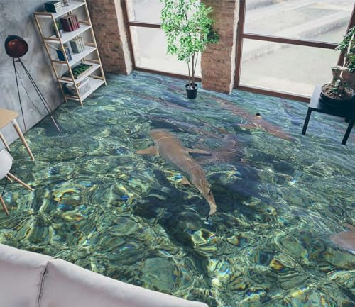 Benutzerdefinierte Boden Wasserdichte Stereo-Aufkleber 3D Seefisch, 150 * 105cm 3D-Bodenfliesen Aufkleber Bodenbelag Tapete Wandbild PVC Wasserdicht selbstklebende Tapete Wohnkultur
