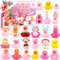 MEIGBFR Adventskalender 2024 Kinder, Weihnachtskalender Ente Rosa Badespielzeug Rubber Duck, Adventskalender für Mädchen Alter 3+Spielzeug