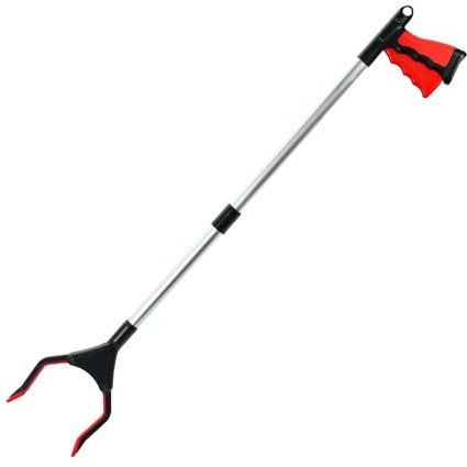 Blosta Greifzange Greifer Rot faltbar 81/42cm Greifer für Senioren, Müllgreifer (müllzange müllgreifer Grabber müllpicker abfallgreifer)