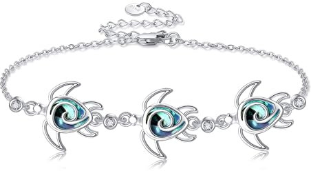 DAYLINLOVE Schildkröte Armband S925 Sterling Silber Strand Armband Abalone Shell Sea Turtle Armbänder Ozean Schmuck Geschenke für Frauen Schildkröte Liebhaber