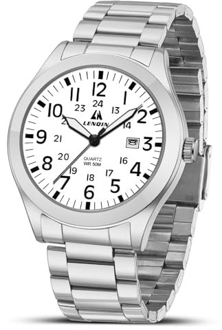 LN LENQIN Uhren Herren Herren Uhr Militär Uhr 30M wasserdichte Armbanduhr Analog Quarz Uhren für Männer mit Datum Feld Nylon Band Armee Taktische Sportuhr
