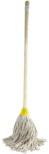 Mop with Wooden Handle 120cm Long 100% Cotton Mop Set of 2 Mop Heads Super Absorbent (Yellow Jumbo Mop PY16)