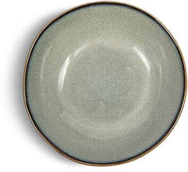 VIDI Alba Schüsselset in Salbeigrün | 6-teiliges Schüsseln Set mit Asymmetrischem Design | Ø18 Steingut Servierschüssel Ofen, Mikrowellen & Spülmaschinenfest | Geschirr set 6 person