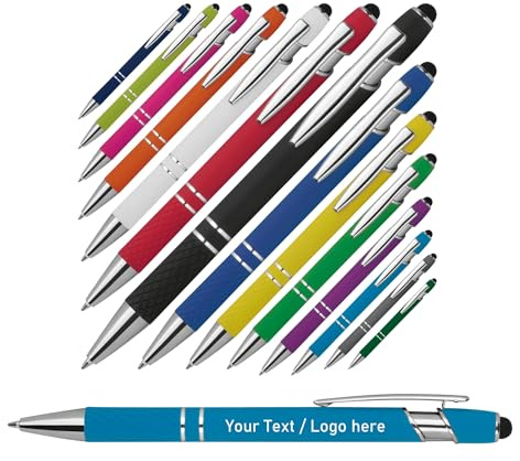 Schmalz® 100 Stück Aluminium Touchpen Kugelschreiber mit Gravur Eddy - personalisiert mit großer Auswahl an Farben - Kugelschreiber als personalisierte Geschenke mit Wunschtext & Logo (100)