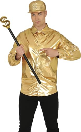 FIESTAS GUIRCA | Zerlegbarer Dollar Stock (76 cm) - Kostümzubehör für Wüstenprinzen und 90er Jahre Partys - Ideal für Karneval und Halloween - Für alle Nutzer - Schwarz Gold