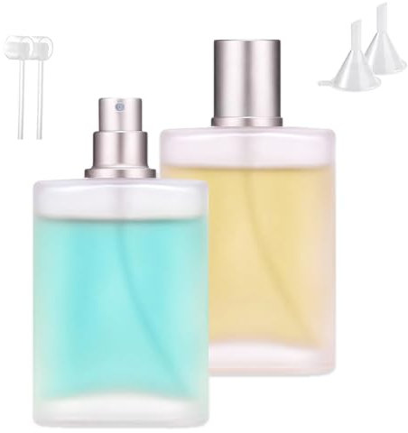 Perfume con Pulverizador, 2 Piezas Atomizador de Perfume Portátil, 50ML de Perfume Atomizadores, Botella Portátil de Perfume de Vidrio Cuadrado, Botella Vacía de Perfume
