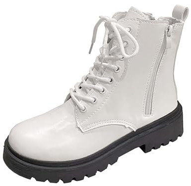 Botas de tobillo para mujer con cordones y cremallera, botas de senderismo al aire libre, tacón bajo, estilo militar, de combate, botas de tobillo clásicas, suela gruesa, botas de tobillo de cuero,