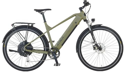 Prophete Stack 2.0 E-ATB 29 – enovation Hinterradmotor 250W, 130 km Reichweite, Shimano Alivio 9-Gang, Hydraulische Scheibenbremsen, LED-Beleuchtung, Li-Ion Akku 48V 480Wh, Moosgrau