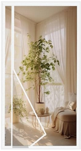 MAGICDOOR Fibreglass Magnetic Screen Door, 80x200cm Side Opening ANI-Mosquito Net for Fly Screen Windows, Fine Mesh, with Powerful Magnets, Door Curtain for Living Room Patio Kitchen-White