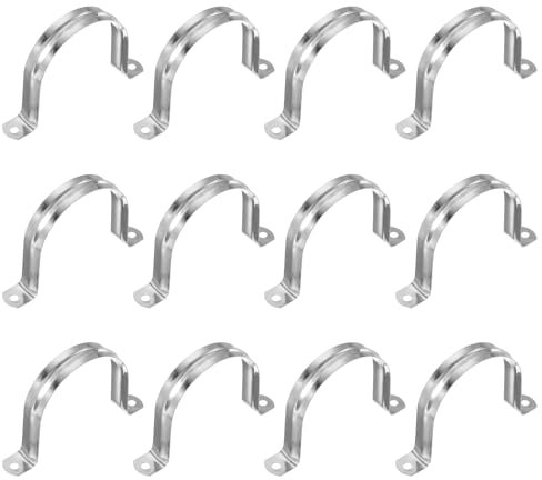 PATIKIL 3 (75mm) Starre Rohrschelle, 12 Stück 304 Edelstahl Rohrhalterung 2-Loch U-Halterung Rohrschelle für Rohr Kabel Draht Befestigung