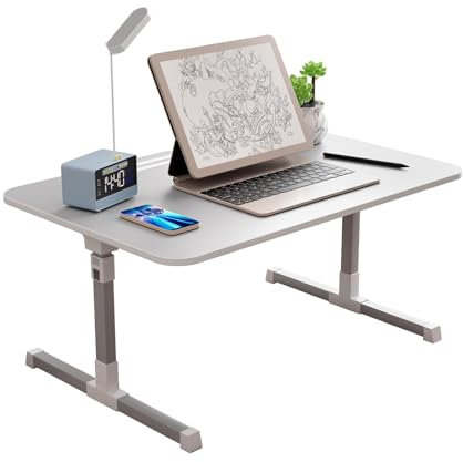 Plateau de lit pour ordinateur portable - Support réglable pour ordinateur portable avec lumière LED - Pieds pliables - Chargement USB - Table pliante pour manger, travailler et écrire